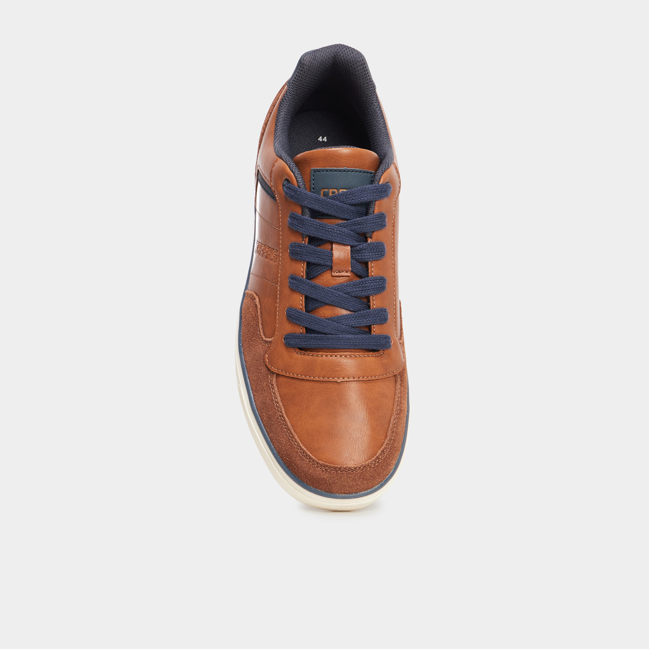 Tennis basses lacets en cuir Creeks marron homme La Halle