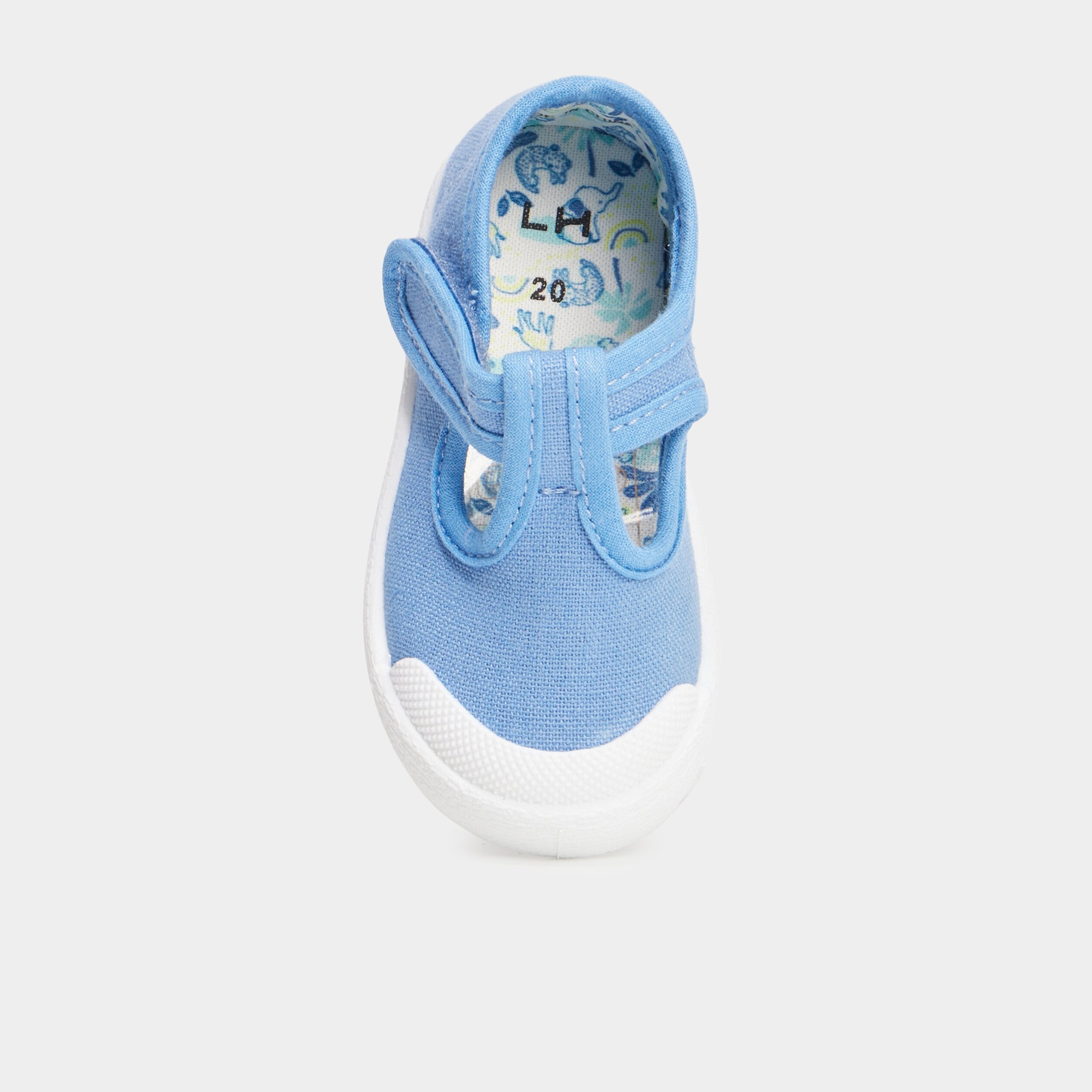 Chaussures salome en toile a scratchs bleu bebe garcon